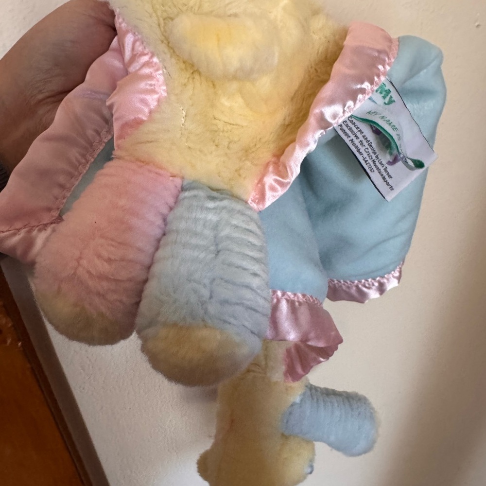Vintage Sheila My Banky Hippo Security Blanket Lovey plush Pastel NWOT pink blue - Picture 5 of 6